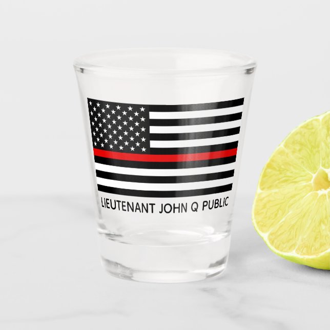 Custom Thin Red Line American Flag Shot Glass (Front)