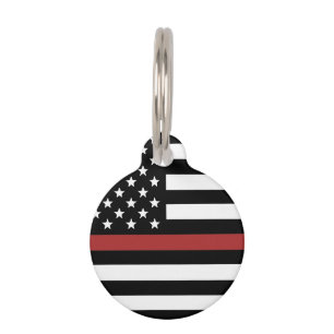 Custom Thin Red Line Firefighter Fire Department Pet Tag