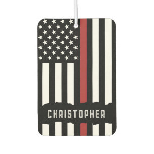Custom Thin Red Line USA Flag Firefighter Car Air Freshener