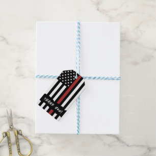 Custom Thin Red Line USA Flag Firefighter Gift Tags