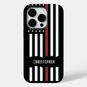 Custom Thin Red Line USA Flag Firefighter iPhone 14 Pro Case