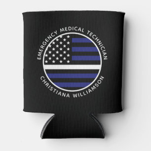 Custom Thin White Line USA Flag EMS EMT Can Cooler