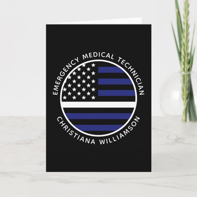 Custom Thin White Line USA Flag EMS EMT  Card (Front)