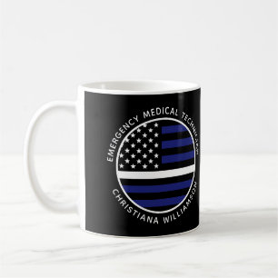 Custom Thin White Line USA Flag EMS EMT  Coffee Mug