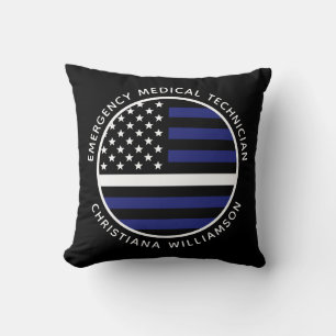 Custom Thin White Line USA Flag EMS EMT Cushion