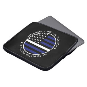 Custom Thin White Line USA Flag EMS EMT  Laptop Sleeve
