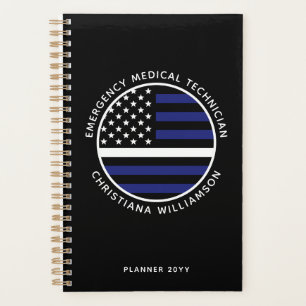 Custom Thin White Line USA Flag EMS EMT Planner