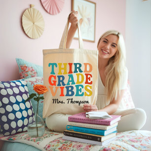 Custom Third Grade Vibes Bag,  Back to School Gift Tote Bag
