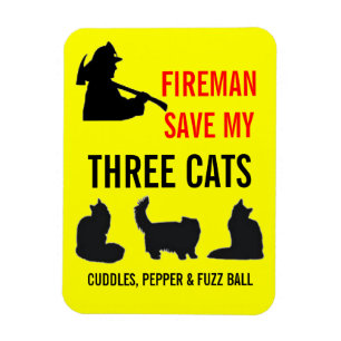 Custom Three Cat Fire Safety Magnet