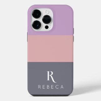 Custom Three Colour Block Lila Orange Grey Pastel iPhone 14 Pro Max Case