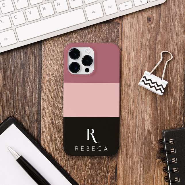 Custom Three Colour Block Rose Gold Blush Black Case-Mate iPhone Case (Creator Uploaded)