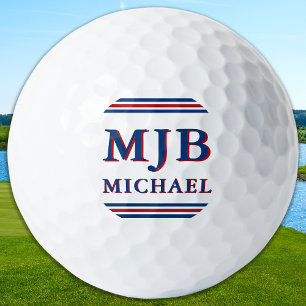 Custom Three Initial Monogram Sporty Personalised Golf Balls