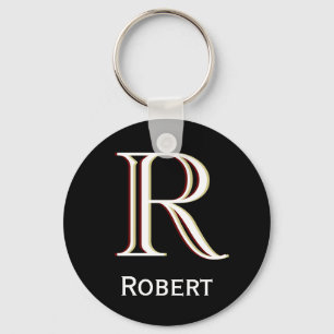 Custom Three-Layered Monogram with First Name Key Ring