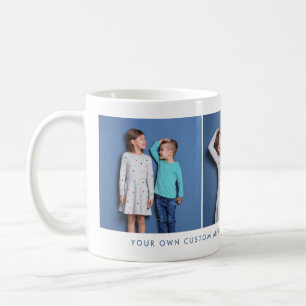 Custom Three Photo and Any Text Coffee Mug