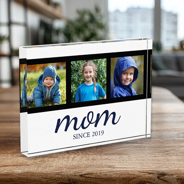 Custom Three Photo Mom Block (Custom Three Photo Display for Mom)