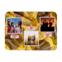 Custom Three Photo Text Silk Sunflowers Decoupage