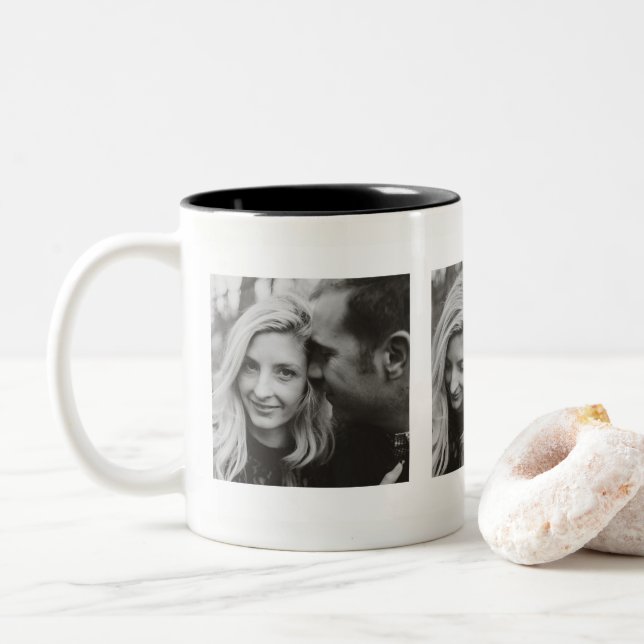 Custom Three Photos Personalised Two-Tone Coffee Mug (With Donut)