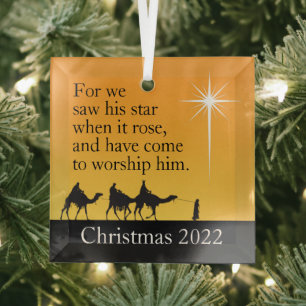 Custom Three Wise Men Star of Bethlehem Christmas  Glass Tree Decoration