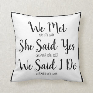 Custom Throw Pillow for Newly Weds Wedding Gift