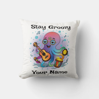Custom Throw Pillow | Retro Octopus | Name & Text