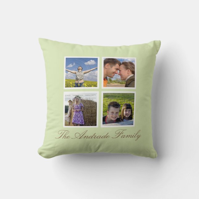 Custom Throw Pillows Photo Collage with Name (Front)