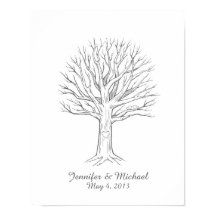 Custom Thumbprint Fingerprint Wedding Tree Guest B