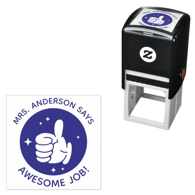 Custom Thumbs Up Excellent Job Teacher School Self-inking Stamp (In Situ)