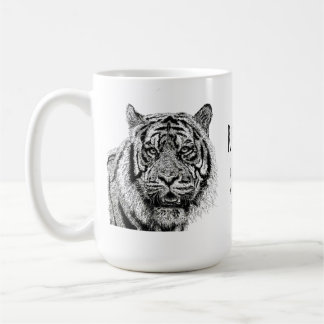 Custom Tiger Black and White Monogram Saying Coffee Mug