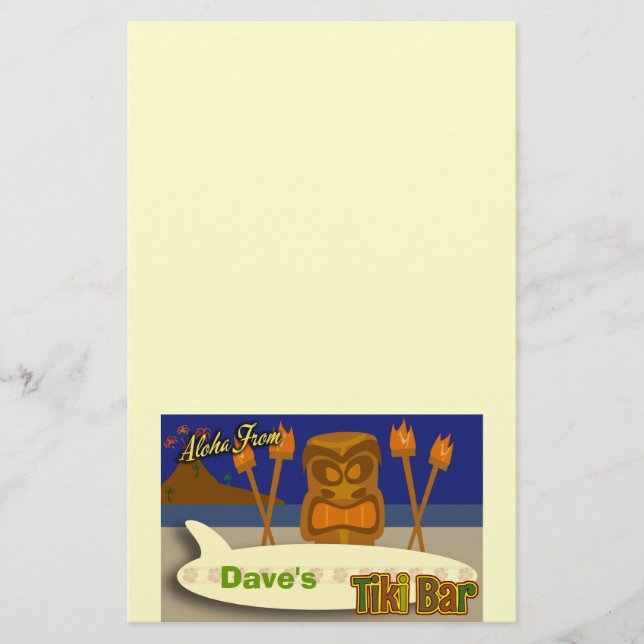 Custom Tiki Bar Sign Stationery (Front)