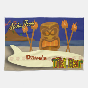 Custom Tiki Bar Sign Tea Towel