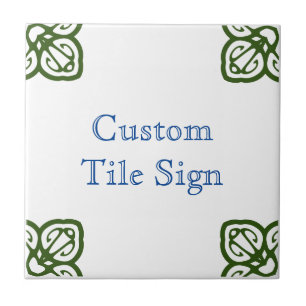 Custom Tile Sign - Spanish Blue & Green on White