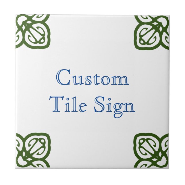Custom Tile Sign - Spanish Blue & Green on White (Front)