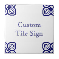 Custom Tile Sign - Spanish White on Blue