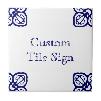 Custom Tile Sign - Spanish White on Blue