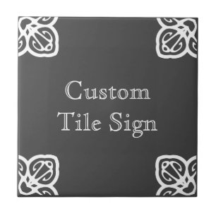 Custom Tile Sign - Spanish White on Grey
