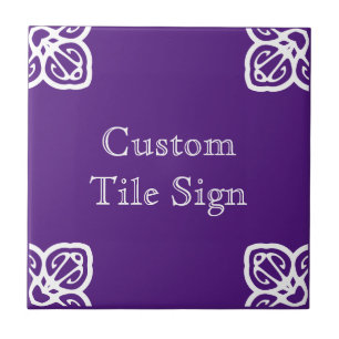 Custom Tile Sign - Spanish White on Purple