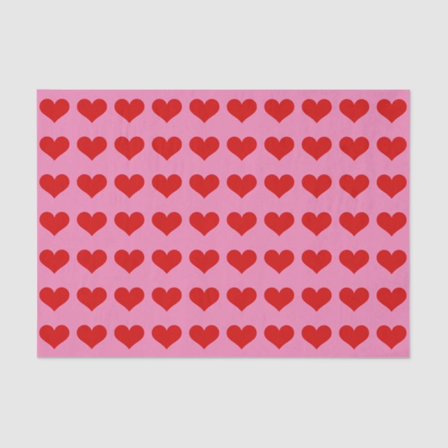 Custom Tissue Paper with Red Hearts on Pink (Front)