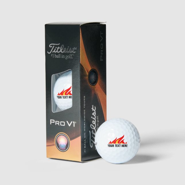 Custom Titleist golf balls with fire flames logo (Packaging)