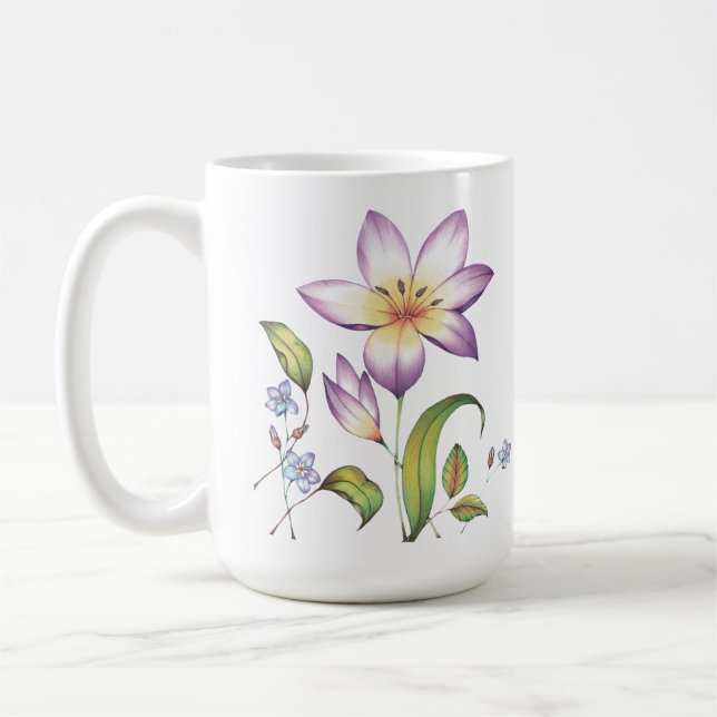 Custom To Do Purple Floral  Coffee Mug (Left)
