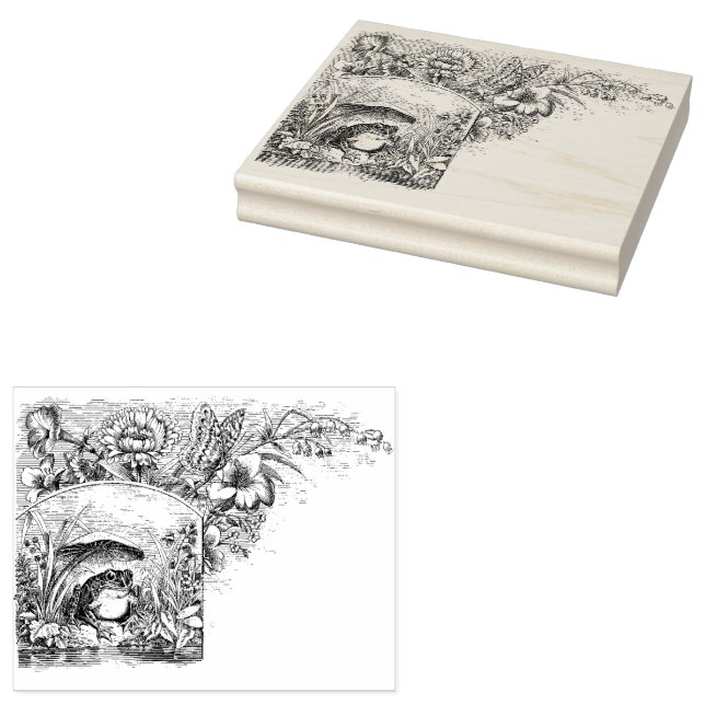 Custom Toad Butterfly Template Small Business Rubber Stamp (Stamped)