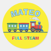 Custom Toddler Name Label Kids Train Sticker