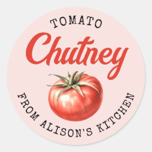 Custom Tomato Chutney Canning label in pink