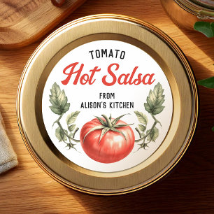 Custom Tomato Hot Salsa label with vintage style