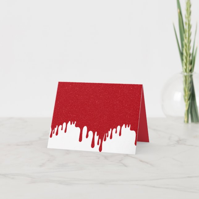 Custom Tomato Red Drip Folded Thank You Card (Front)