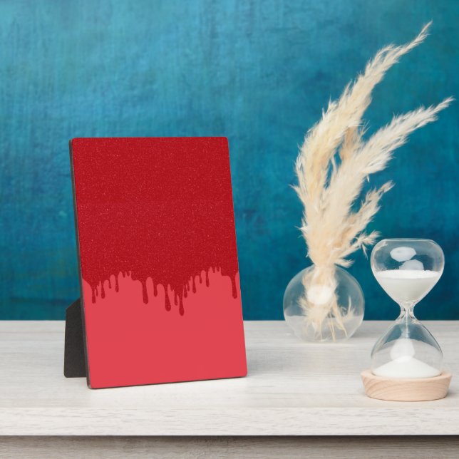 Custom Tomato Red Drip Plaque – Gloss Noise Design (Side)