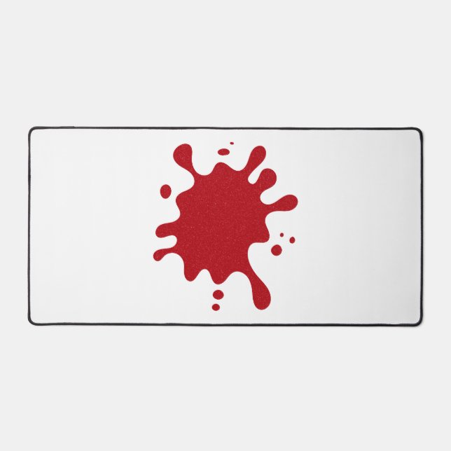 Custom Tomato Red Ink Splash White Desk Mat (Front)