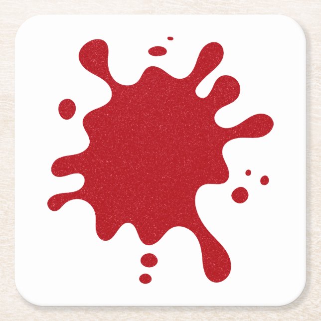Custom Tomato Red Spill on White Paper Coaster (Front)