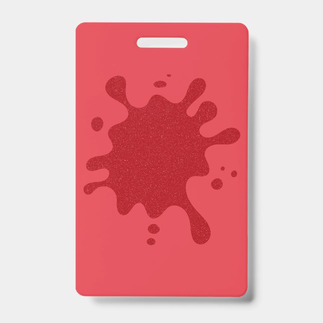 Custom Tomato Red Splash Vertical Badge ID Badge (Front)