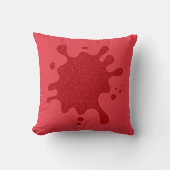 Custom Tomato Red Splat Throw Pillow (Front)