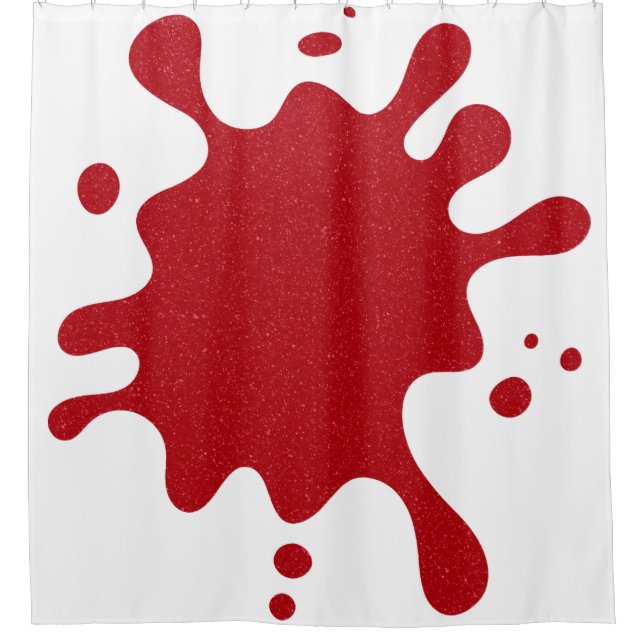 Custom Tomato Red Splatter on White Shower Curtain (Front)